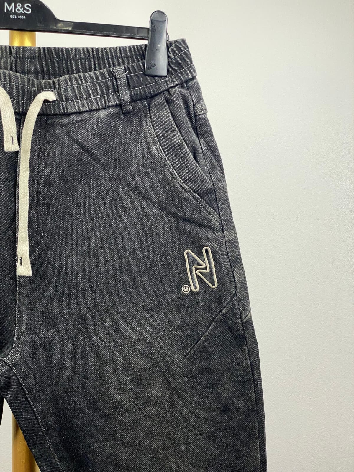 Denim joggers jeans ( thrift) - LARGE by THRIFKART VINTAGE, view 2