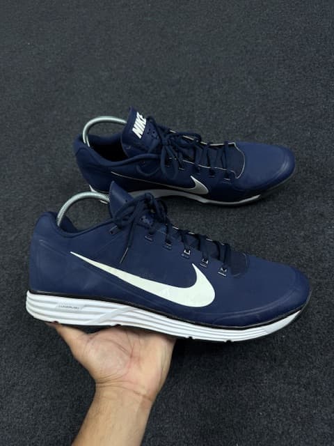 Nike Air Clipper baseball material Cleats Navy/White Shoes - UK17