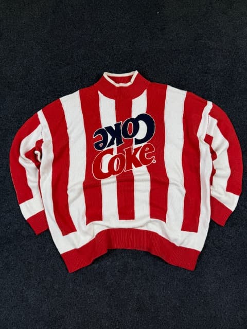 VINTAGE red and white Coca-Cola brand sweatshirt, made by Meters/bonwe  - LARGE