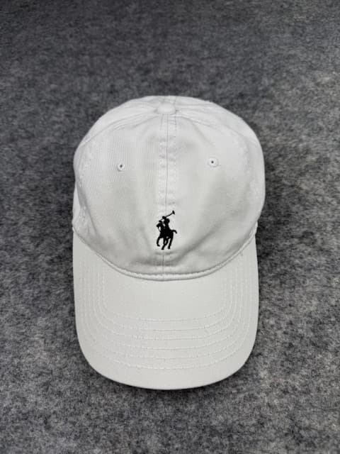 Polo Ralph Lauren White Polo Player Cap | Classic Black Logo Dad Hat | Polo by Ralph Lauren Adjustable Cap