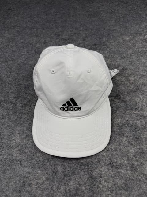 Adidas White Logo Cap | Black Embroidered Adidas Three Stripes Hat | Climalite Adjustable White Baseball Cap