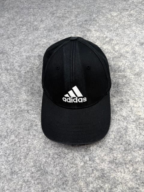 Adidas Black Logo Dad Cap | White Embroidered Adidas Three Stripes Hat | Adjustable Black Baseball Cap