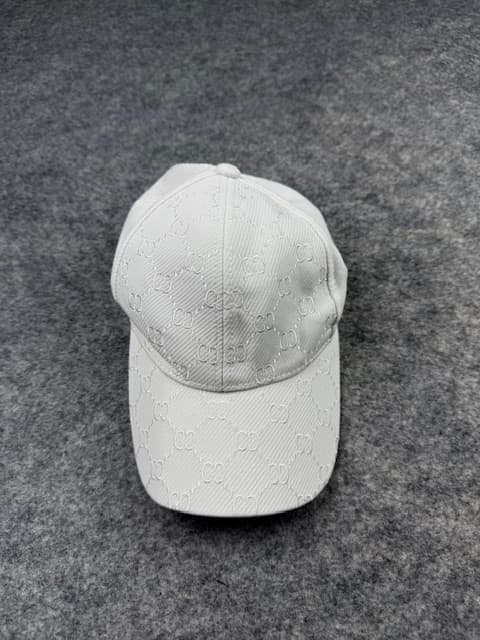 Gucci GG Monogram White Baseball Cap | All-Over GG Pattern Dad Hat | White Gucci Adjustable Cap