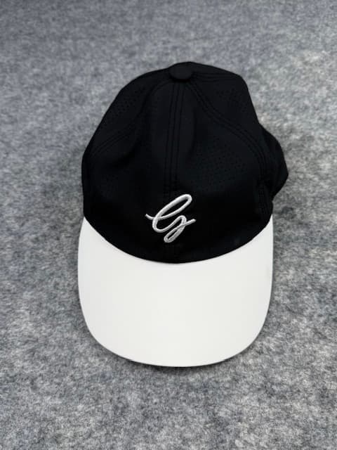 Descente Black & White Performance Cap | Descente CG Logo Adjustable Baseball Hat | Breathable Sports Cap