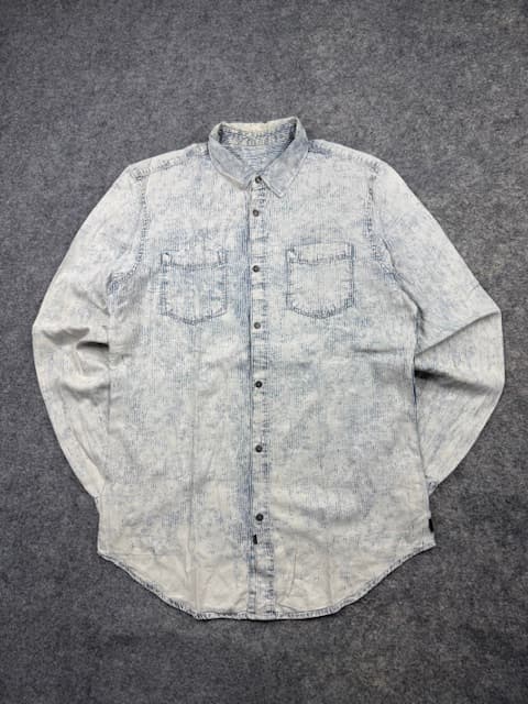 Calvin Klein Acid Wash Pattern Button-Up Shirt Size M Dual Pocket