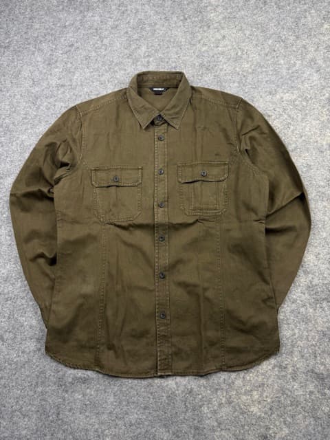 UNIONBAY Olive Green Utility Twill Button-Up Shirt Size L