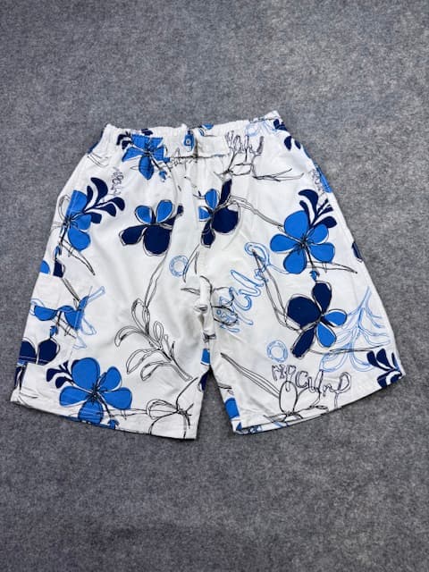 BASIC Floral Print Swim Shorts – Blue & White – Size L