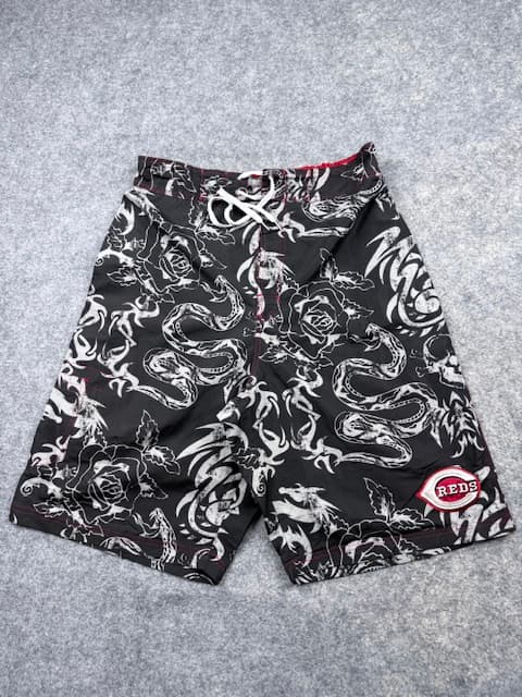 MLB Reds Genuine Merchandise Swim Shorts – Black & White – Size XL