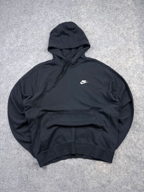 Authentic Pre-Loved Nike Club Fleece Full-Zip Hoodie (CZ7858-010) - Black / White | Size M (Oversized Fit)
