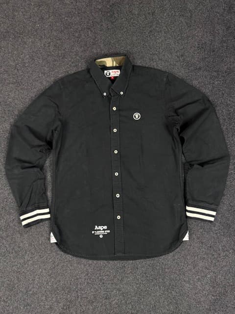 Authentic Pre-Loved AAPE by *A Bathing Ape Long Sleeve Button-Up Shirt - Black | Size M