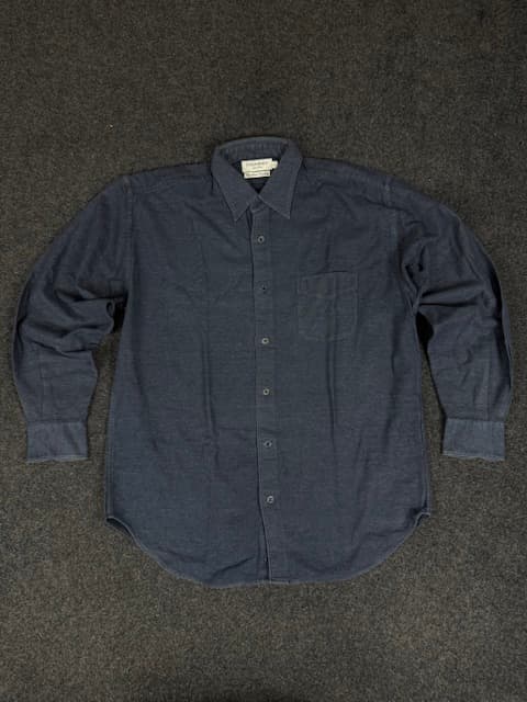 Authentic Vintage Yves Saint Laurent (YSL) Pour Homme Long Sleeve Shirt - Navy Blue | Size M