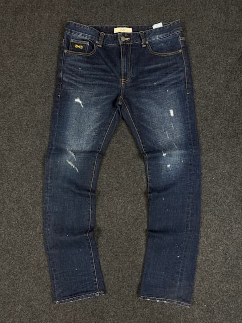 Authentic Pre-Loved PLAC Paint Splatter Stretch Denim Jeans - Dark Wash | Size W34