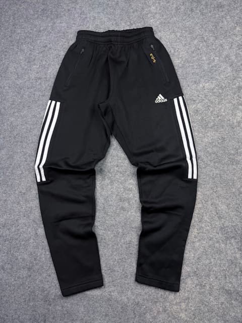 Adidas Black Winter Track Pants with White 3-Stripes – Size M