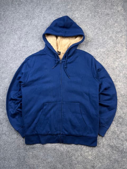 Authentic Pre-Loved Polham Sherpa-Lined Full-Zip Winter Hoodie - Navy Blue / Tan | Size L