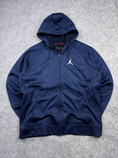 Authentic Pre-Loved Nike Air Jordan Dri-FIT Full-Zip Active Hoodie - Navy Blue / White | Size XXL