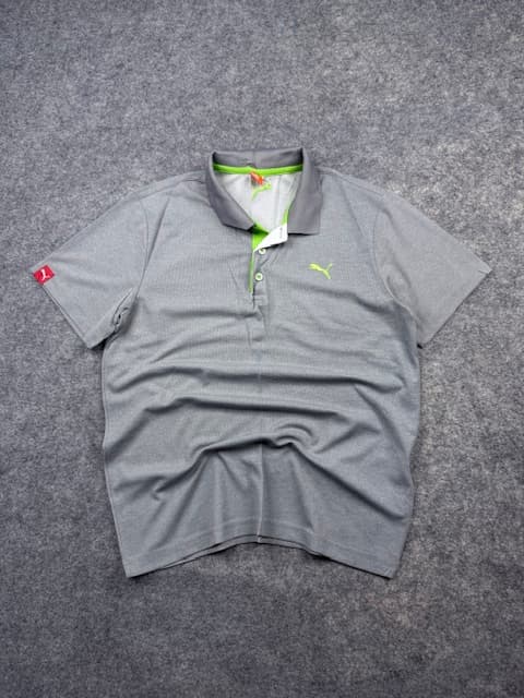 Puma Sportlifestyle Performance Polo Shirt - Heather Grey / Neon Green | Size L