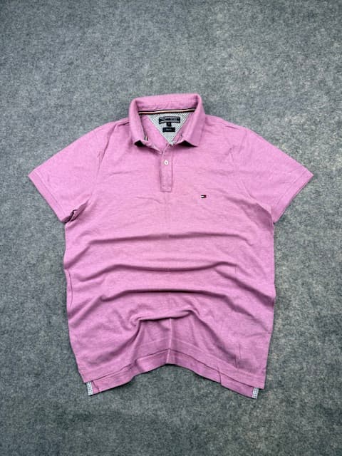 Pre-Loved Tommy Hilfiger Slim Fit Polo Shirt - Heather Pink | Size M