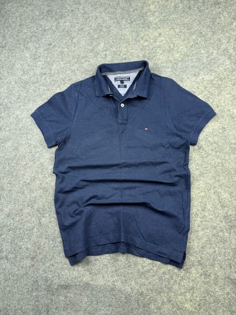 Pre-Loved Tommy Hilfiger Slim Fit Stretch Polo Shirt - Navy Blue | Size S