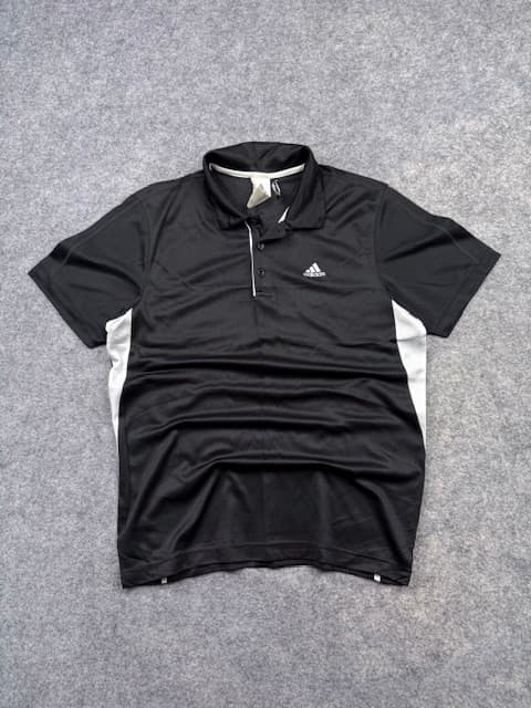 Pre-Loved Adidas Climalite Performance Polo Shirt - Black / White | Size M