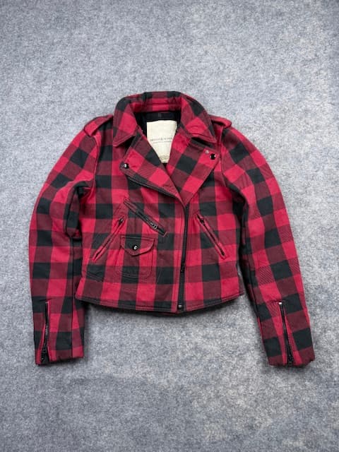 Pre-Loved Denim & Supply Ralph Lauren Buffalo Plaid Moto Jacket - Red / Black | Women's Size XS