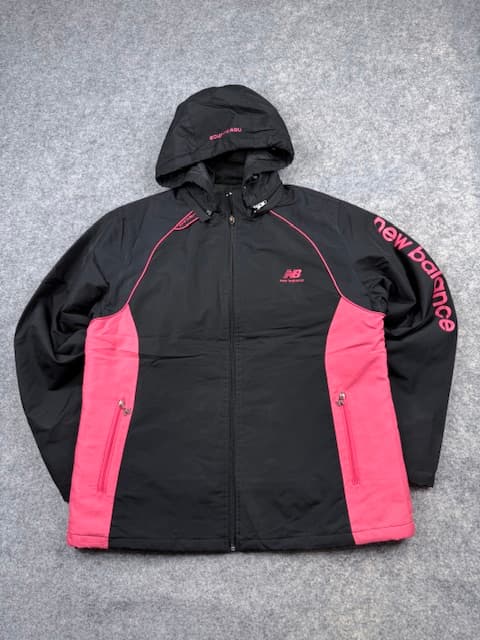 Pre-Loved New Balance Athletic Insulated Hooded Winter Jacket - Black & Hot Pink | Women's Size L