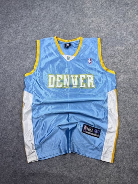 Pre-Loved Reebok NBA Denver Nuggets Basketball Jersey Tank Top - Powder Blue & Yellow/White | Size L