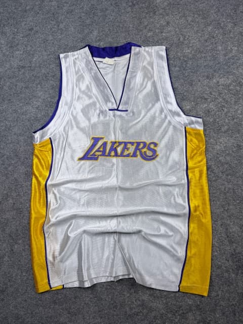 Pre-Loved Vintage Los Angeles Lakers Glossy Basketball Jersey Tank Top - White / Gold & Purple | Size M