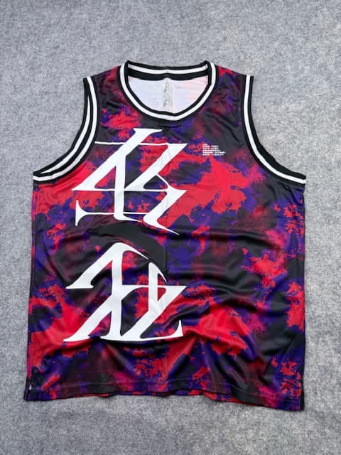 Anta Performance Chinese Script Graphic Basketball Jersey Tank Top - Red, Purple & Black | Size 3XL