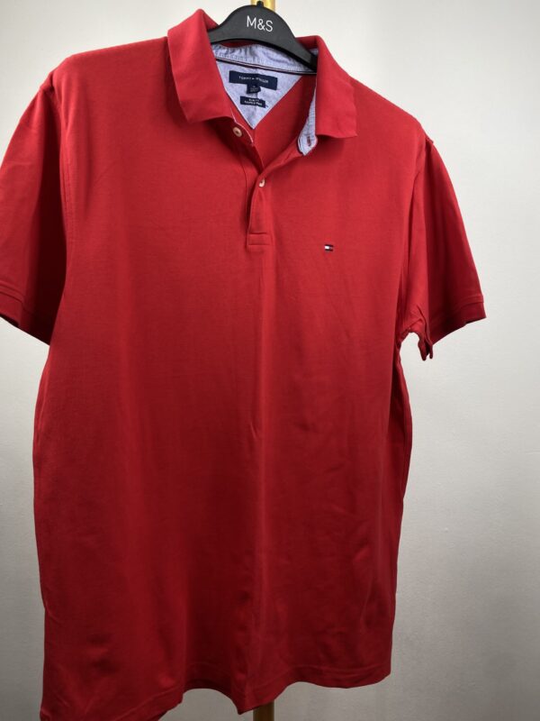 TOMMY HILFIGER RED POLO COTTON T-SHIRT - XXL - Image 2