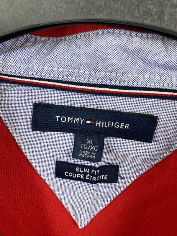 TOMMY HILFIGER RED POLO COTTON T-SHIRT - XXL - Image 5