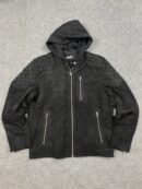 BLACK RIVET SUEDE LEATHER JACKET