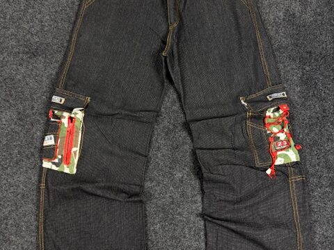 DENIM BAGGY CARGO PANTS - W28 L38