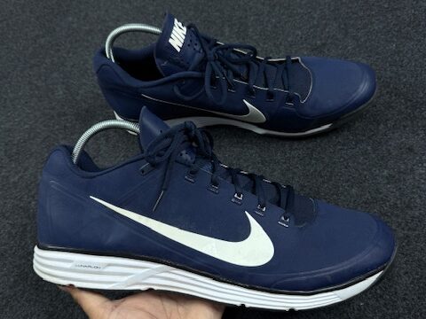 Nike Air Clipper baseball material Cleats Navy/White Shoes - UK17