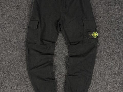 STONE ISLAND BLACK VINTAGE CARGO PANTS - MEDIUM