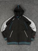 Babolat full-zip hoodie with a black body, gray sleeves, and blue accents - XL