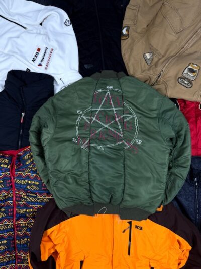 JS New York Style  Embroidered shirring overfit BOMBER JACKET