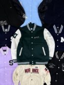 men’s varsity jacket with a green body, white sleeves – LARGE