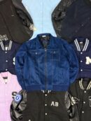 Zara Men’s blue faux suede jacket with contrast stitching – XXL