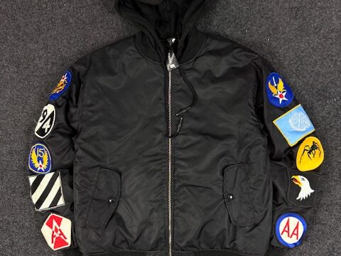 OFF WHITE BLACK BOMBER WINTER JACKET - L/XL