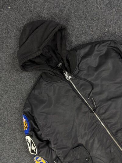 OFF WHITE BLACK BOMBER WINTER JACKET – L/XL