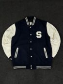 TEAMFAC navy blue and white varsity jacket - XL