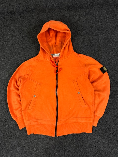 STONE ISLAND ORANGE ZIPPER OVERSIZE HOODIE - LARGE - Image 2