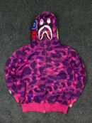 A Bathing Ape (BAPE) Purple Camo Shark Full Zip Hoodie – XL