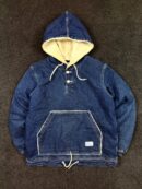 Purple Cotton Denim Sherpa Hoodie Jacket – Blue | Fleece Lined | XL