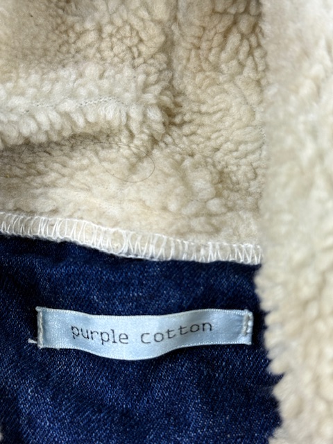 Purple cotton denim sherpa hoodie jacket – blue | fleece lined | xl Purple Cotton Denim Sherpa Hoodie Jacket – Blue | Fleece Lined | XL - Image 4