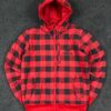 Adidas Originals Checkered Hooded Jacket – Red & Black | Winter Wear | Size M – – MyThriftKart
