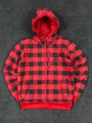 Adidas Originals Checkered Hooded Jacket – Red & Black | Winter Wear | Size M