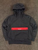 Fellics Hooded Pullover Jacket – Black | Half Zip Winter Jacket | Size M