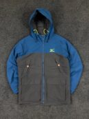 Mizuno Hooded Padded Winter Jacket – Blue & Grey | Zip-Up | Size M
