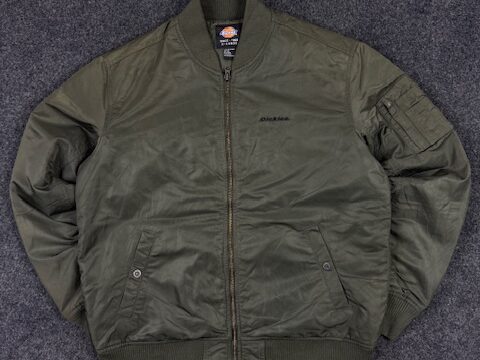 Dickies Olive Green Bomber Jacket – Zip-Up Winter Wear | Size XL